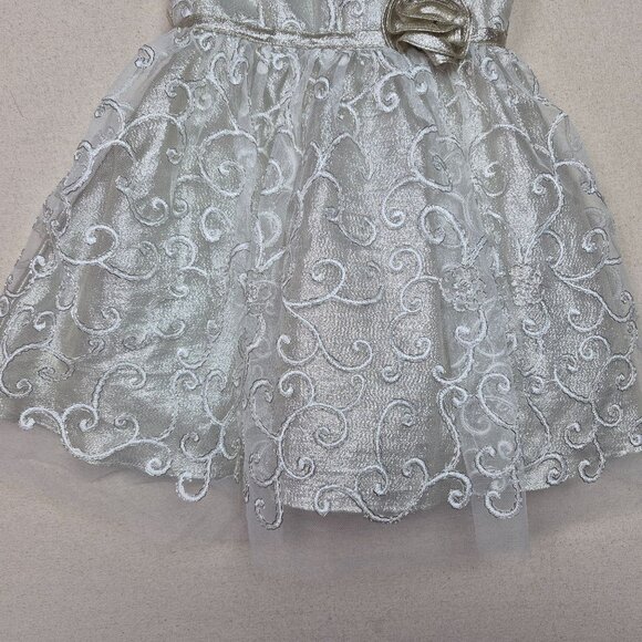 Jona Michelle Girls Embellished Formal Slip Dress White Ruffle 1/4 Sleeve Sz 3T - Picture 4 of 6